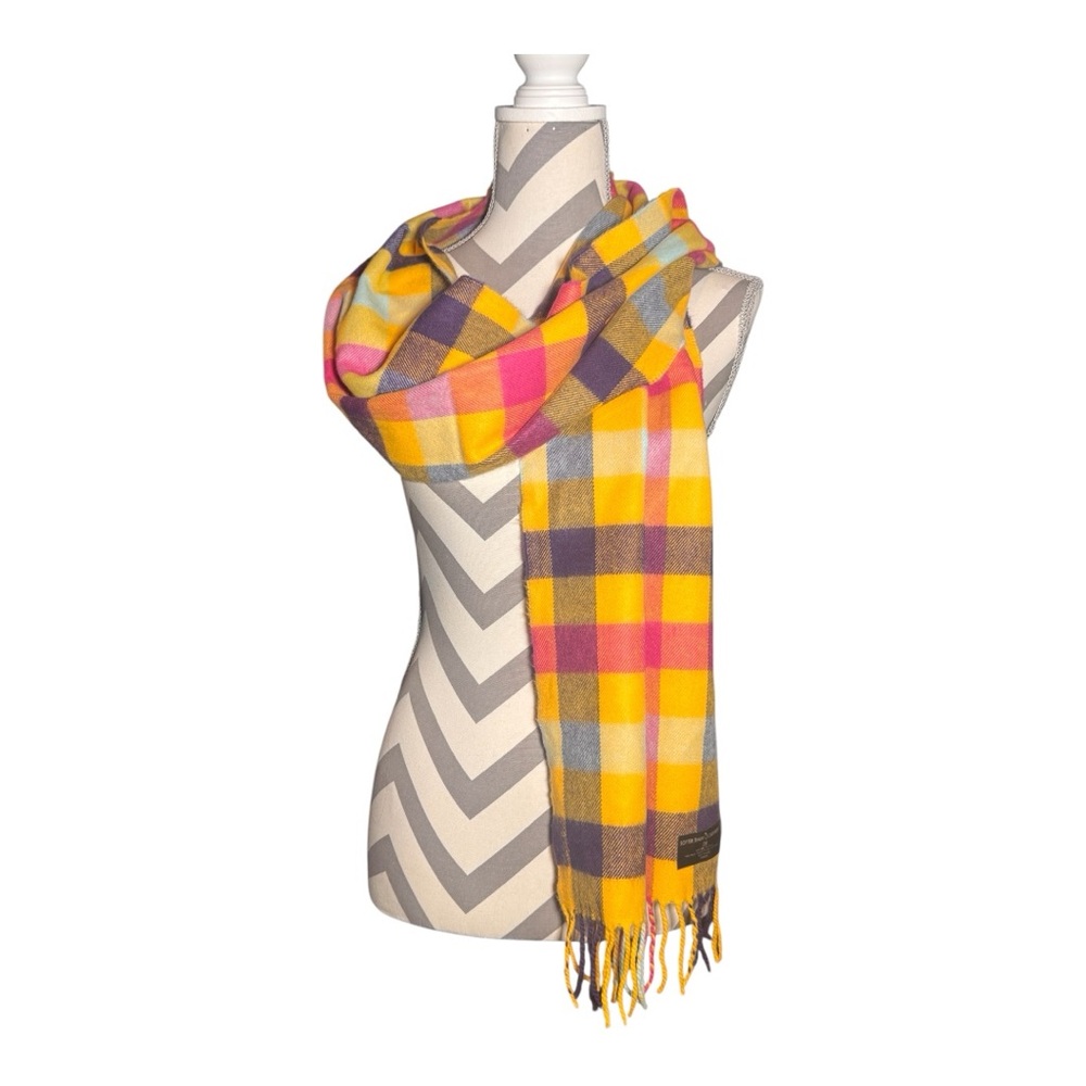 Colorful Plaid Scarf in Yellow and Pink